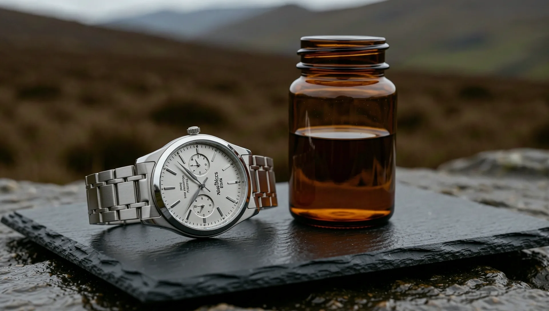 Premium wellness essentials on slate
